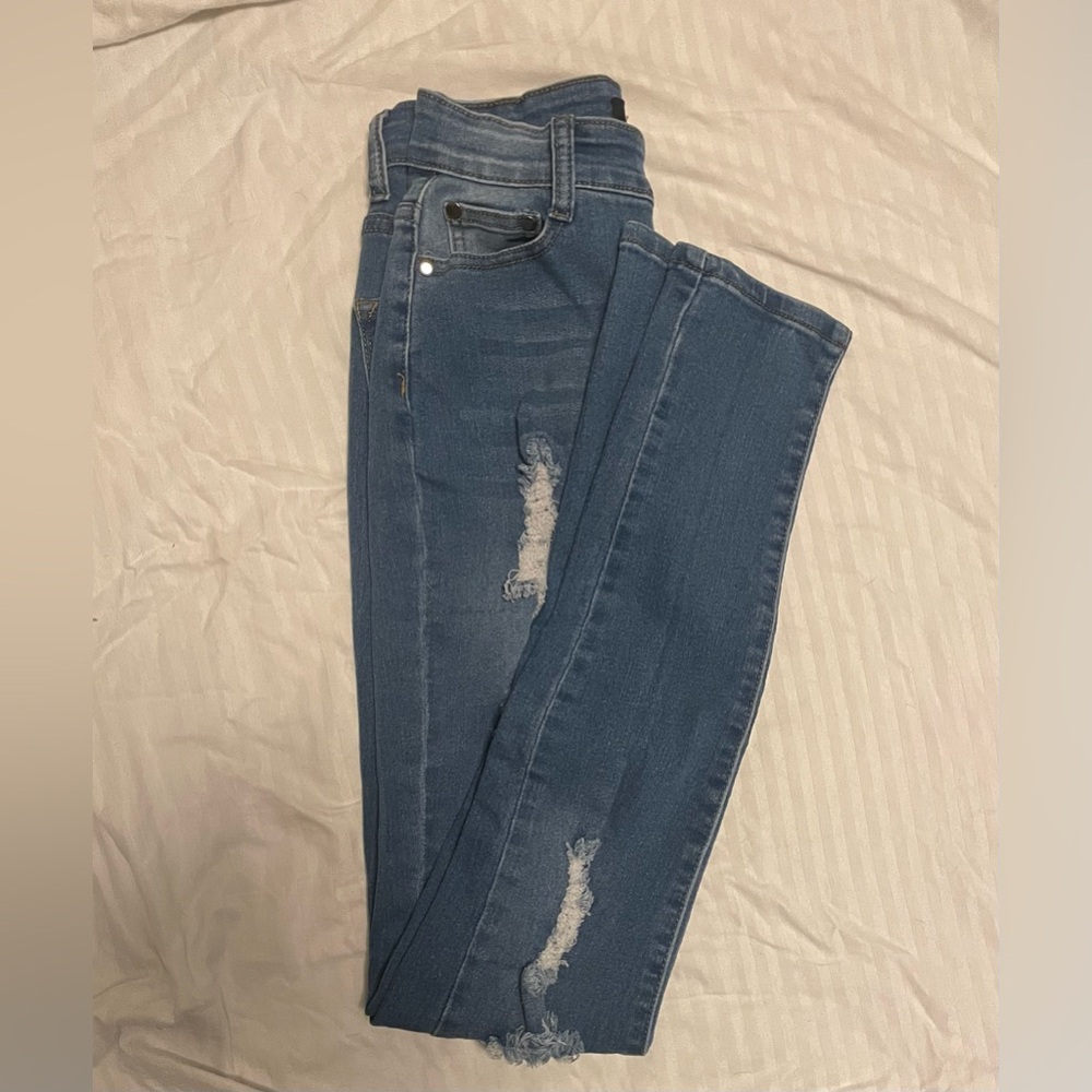 Fashion Nova Blue Distressed‎ Skinny Jeans